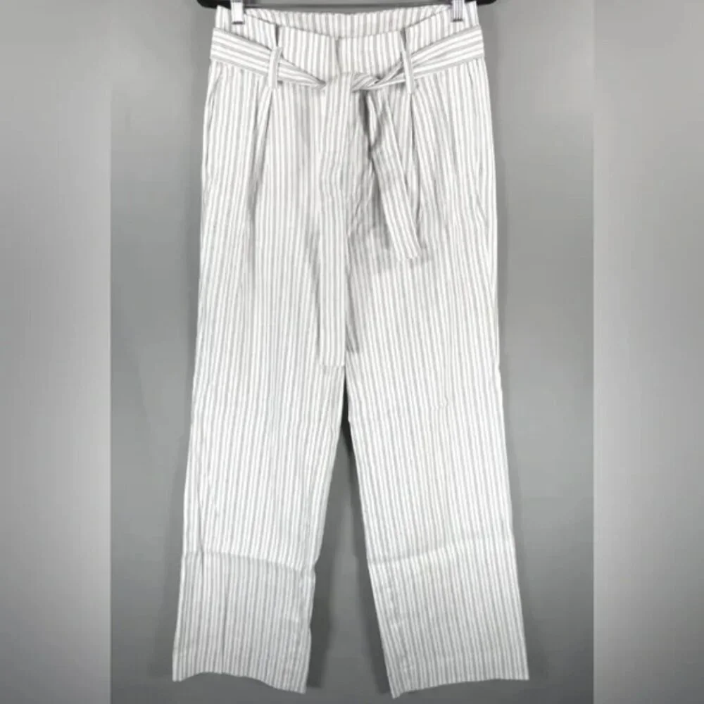 NWT BANANA REPUBLIC LINEN‎ Blend High Rise Tie Waist Flattering Pants Pockets 8L